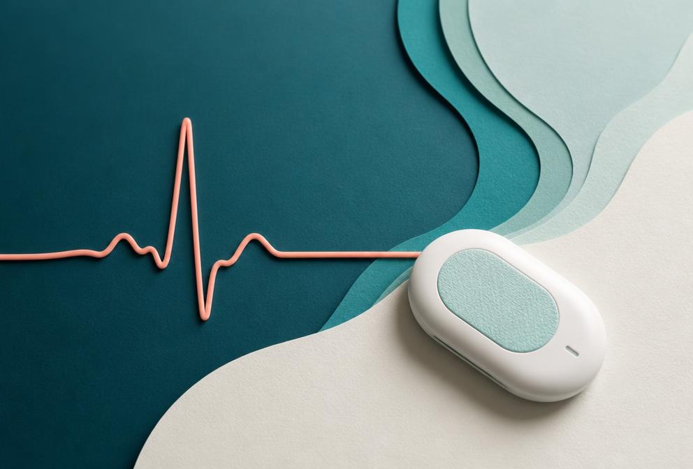 Grafica editoriale dedicata al monitoraggio del ritmo cardiaco