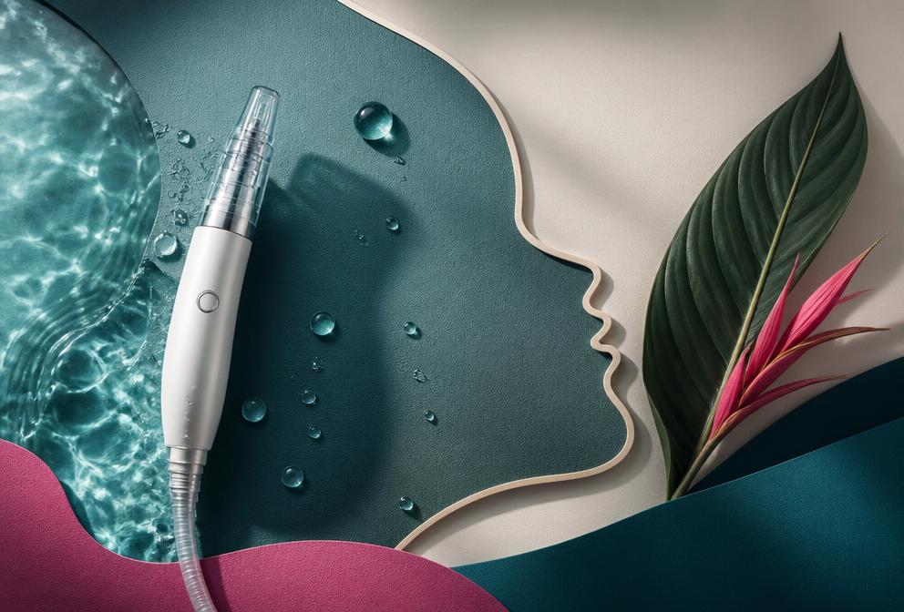 Grafica editoriale dedicata a Hydralift e igiene estetica avanzata