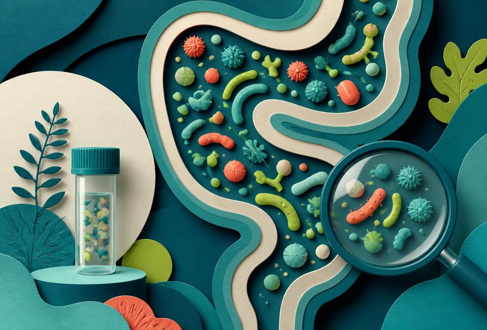 Grafica editoriale dedicata all’analisi del microbiota