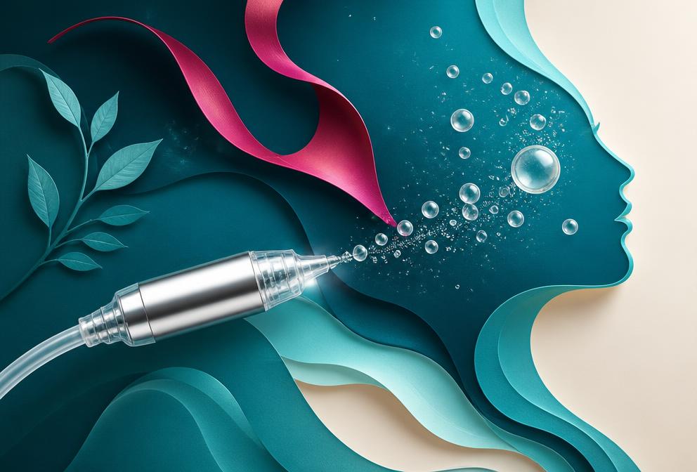 Grafica editoriale dedicata all’ossigenoterapia viso