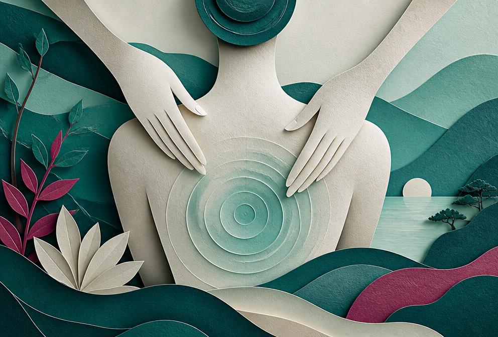 Grafica editoriale dedicata al massaggio relax schiena